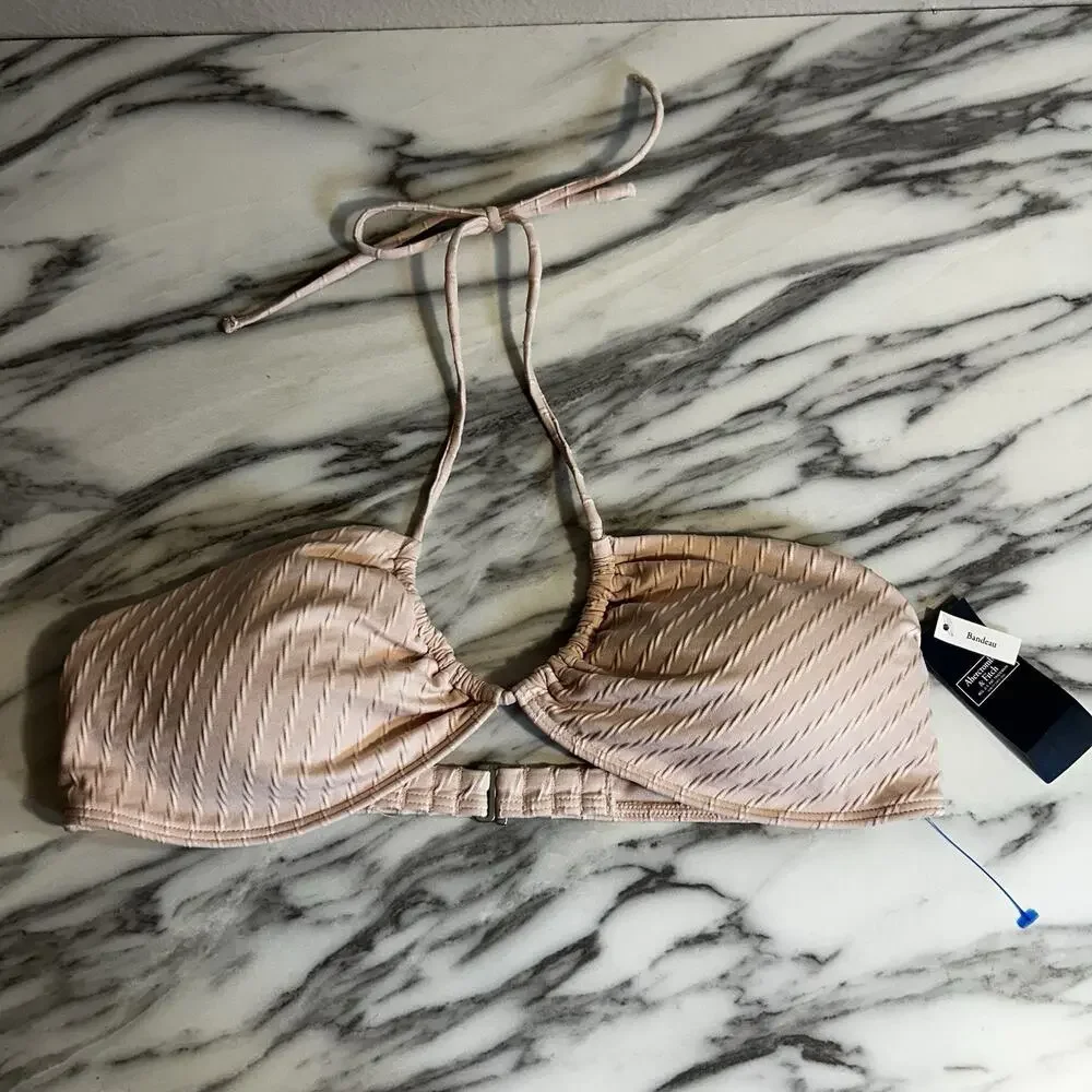 Abercrombie Fitch Medium Bikini Top‎ Pink NWT Bandeau Y2K Style Swimsuit